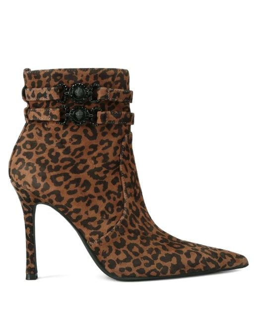 Kurt Geiger Brown 110Mm Mansion Leopard Straps Ankle Boots