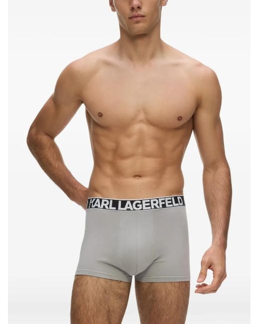 Karl Lagerfeld Blue Logo-Waistband Boxers (Set Of Three) for men