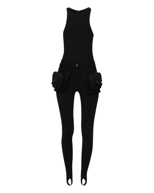 Coperni Black Basque Pocket-Detail Stirrup Jumpsuit