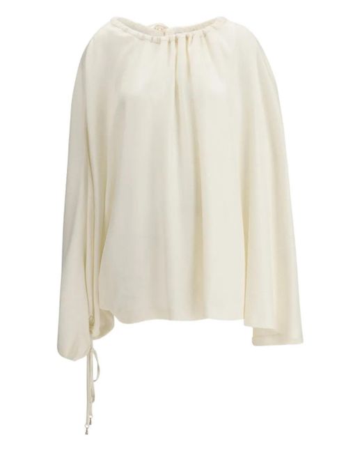 Gabriela Hearst White Blouse Drapée Wilmer À Lien De Resserrage