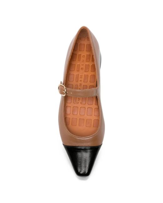 Chie Mihara Brown Buckle-Strap Ballet Flats