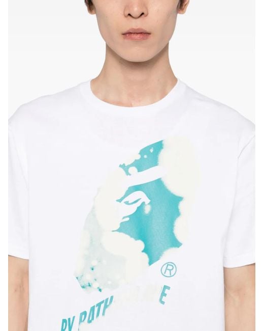 A Bathing Ape Blue Graphic-Printed T-Shirt for men