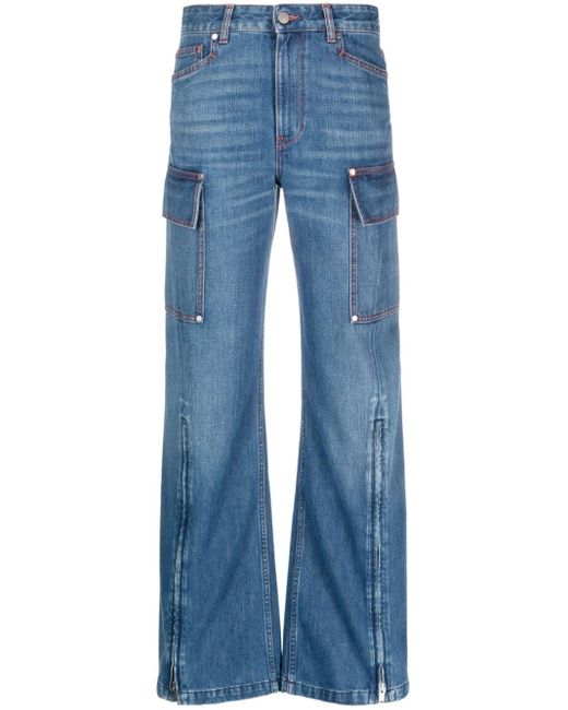 Stella McCartney Jeans Met Wijde Pijpen En Enkelrits in het Blue