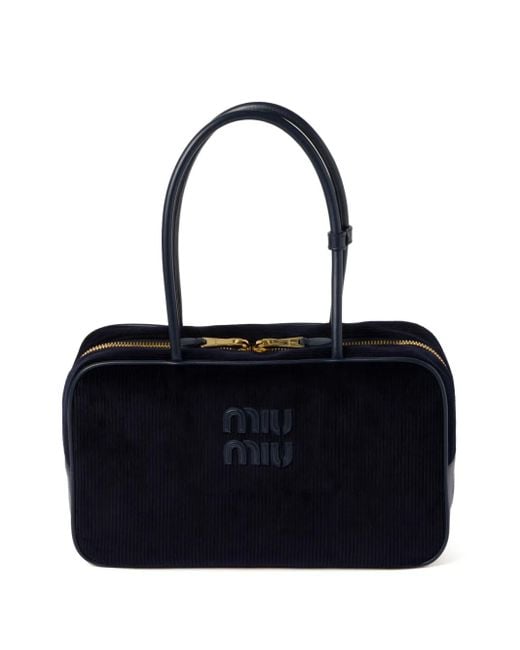 Miu Miu Blue Corduroy Beau Shoulder Bag