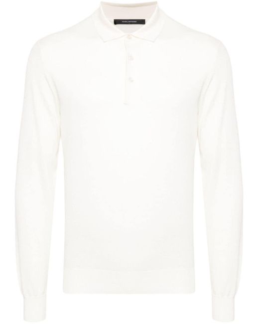 Tagliatore Pablo Poloshirt mit langen Ärmeln in White für Herren