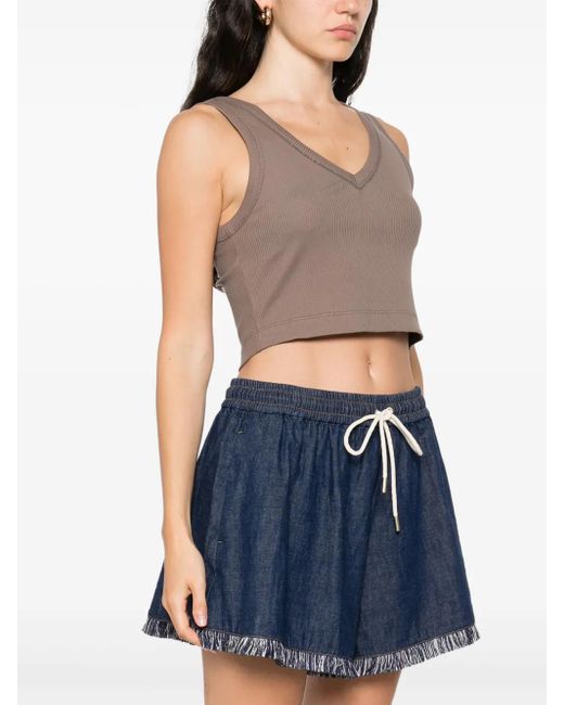 Brunello Cucinelli Gray Monili Chain-Detail Top
