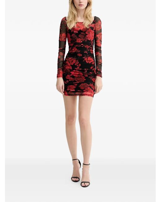 Guess Red Square-Neck Mini Dress
