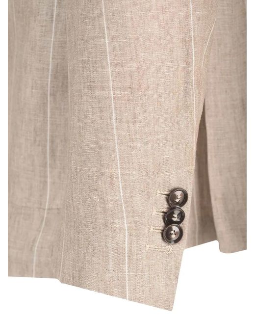 Al Duca D'aosta Natural Pinstripe-Pattern Double-Breasted Blazer for men