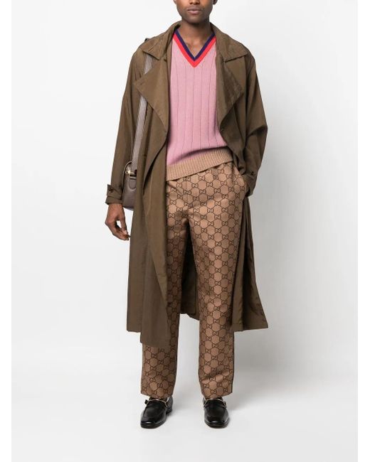 Gucci Brown Gg Ripstop Cropped Trousers for men