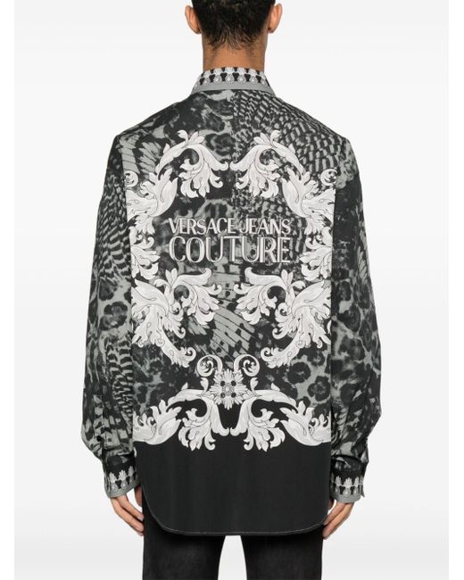 Versace Katoenen Overhemd Met Barokprint in het Gray voor heren