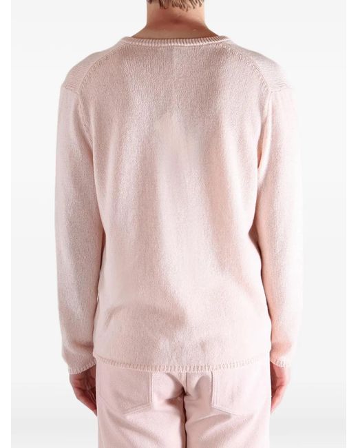 Auralee Pink V-Neck Cashmere Sweater for men