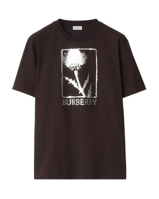 Burberry Black Thistle Metallic-Logo T-Shirt for men
