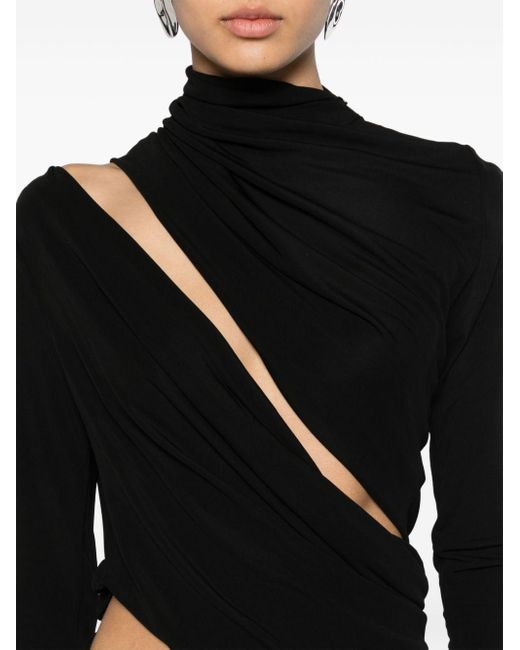 Robe longue asymétrique à design drapé Christopher Esber en coloris Black