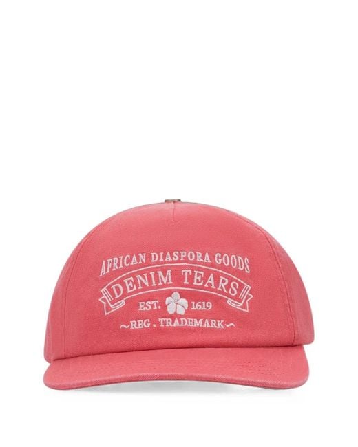 DENIM TEARS Red Adg Stamp Cap for men