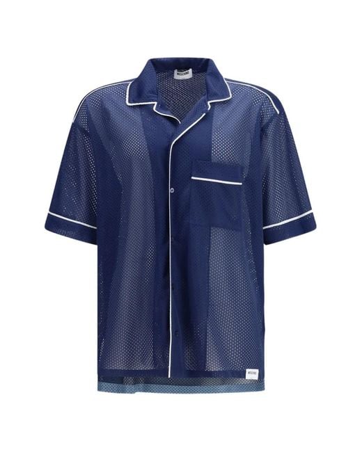 Moschino Blue Buttoned Mesh Shirt for men