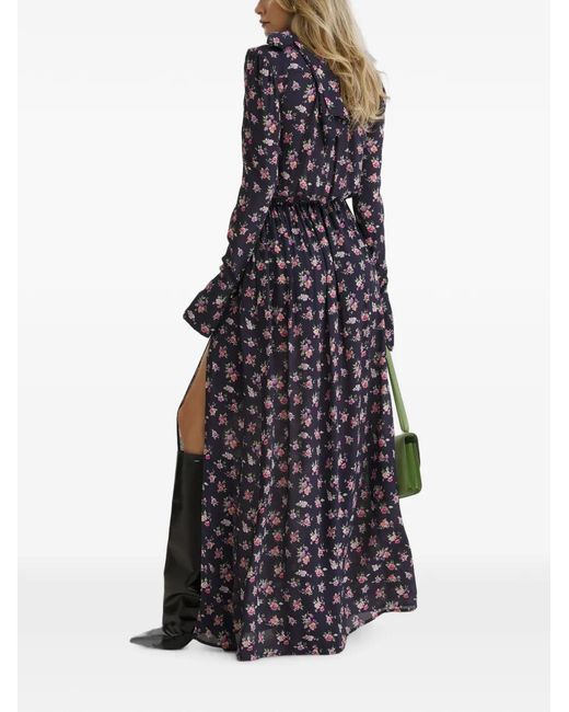 CuAnna Blue Floral-Print Tie-Neck Dress