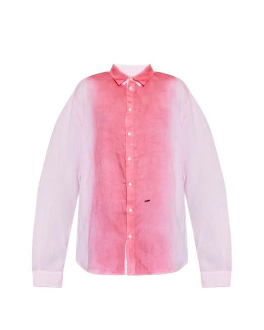 DSquared² Pink Long-Sleeve Buttoned Shirt for men