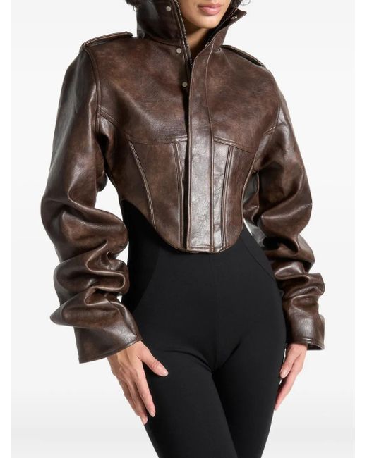 Manière De Voir Black Solange Corset-Detail Tacked-Sleeve Jacket