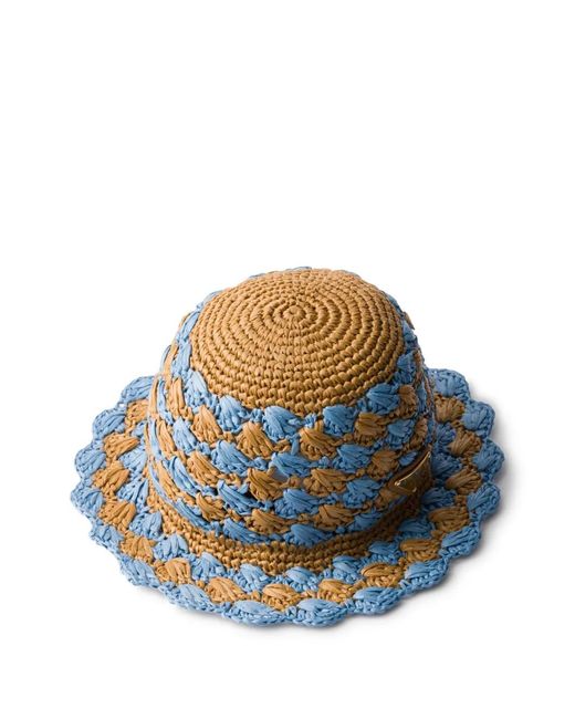 Prada Blue Crochet Bucket Hat