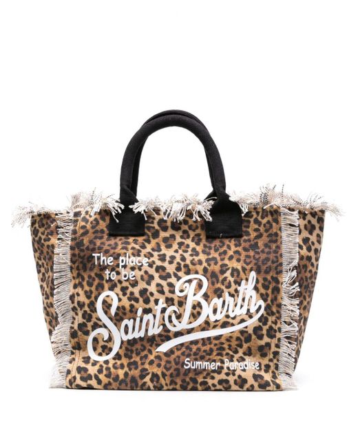 Mc2 Saint Barth Natural Vanity Leopard-print Beach Bag