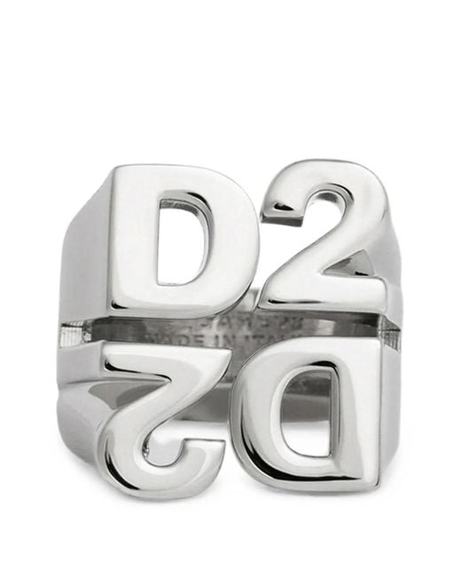 DSquared² White D2-Upside-Down Ring for men