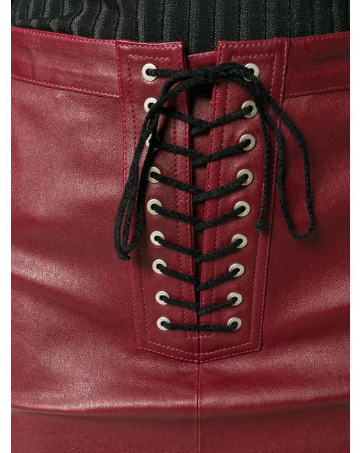 Unravel Project Red Lace-up Detail Skirt
