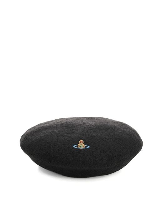 Vivienne Westwood Black Orb-Embroidered Beret