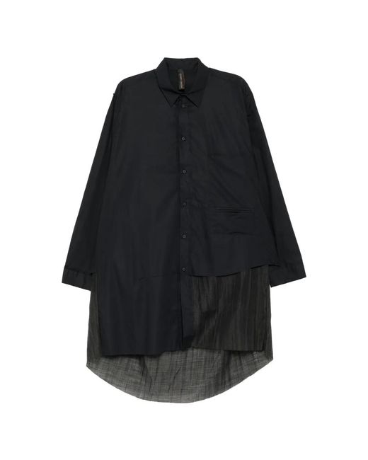 Giovanni Cavagna Black Layered-Panel Pocket Shirt for men