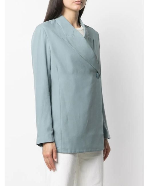 Remain Blue Single-Breasted Tailored Blazer