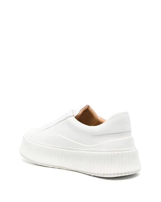 Jil Sander White Low-Top Sneakers With Platform And Tonal Heel Tab for men
