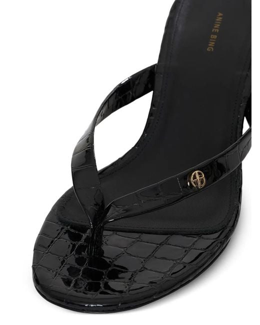 Anine Bing White Noelle Croc-Embossed Heeled Sandals