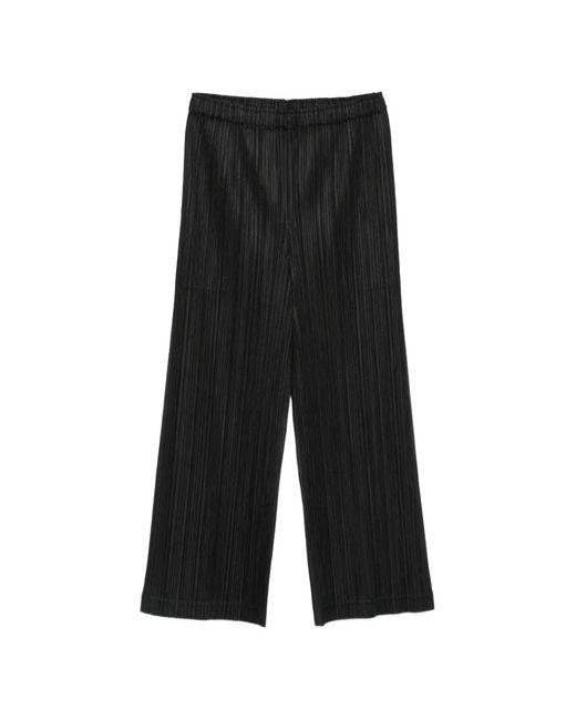 Pleats Please Issey Miyake Black Pleated Cropped Trousers