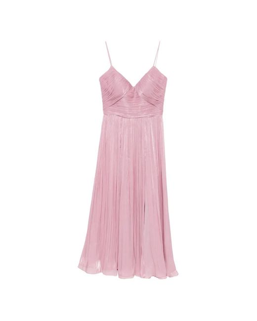 Costarellos Pink Pleated Sweetheart-Neck Maxi Dress
