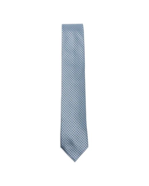 Zegna Blue Geometric-Pattern Tie for men