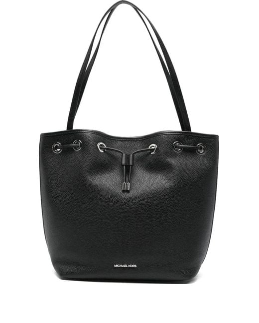 MICHAEL Michael Kors Black Drawstring Leather Tote Bag