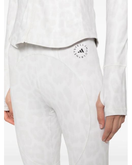 Adidas By Stella McCartney White Leopard-Print Leggings