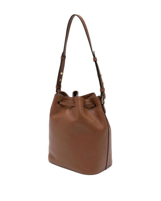 Bally Brown Leather Drawstring Bucket Bag