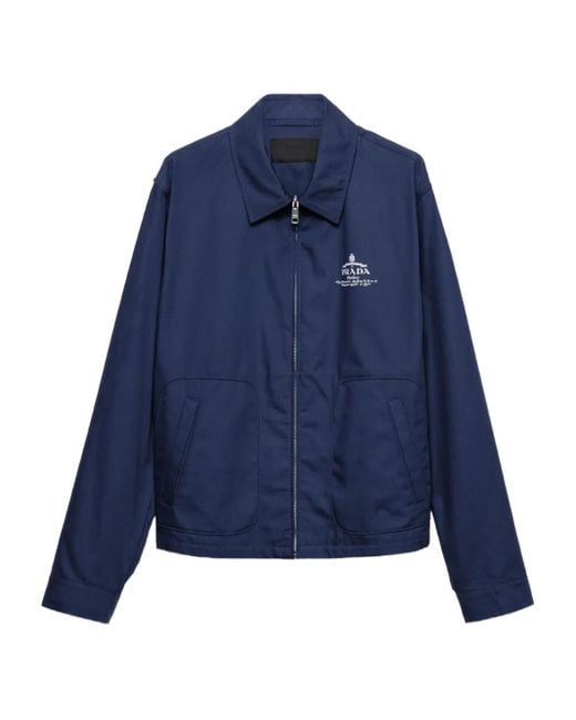 Prada Blue Logo Zip-Up Jacket for men