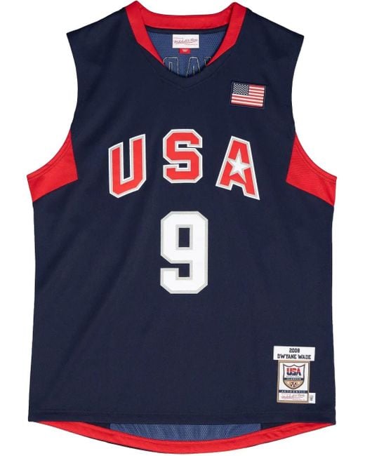 Mitchell & Ness 2008 Dwyane Wade Usa Basketbal Jersey in het Blue voor heren