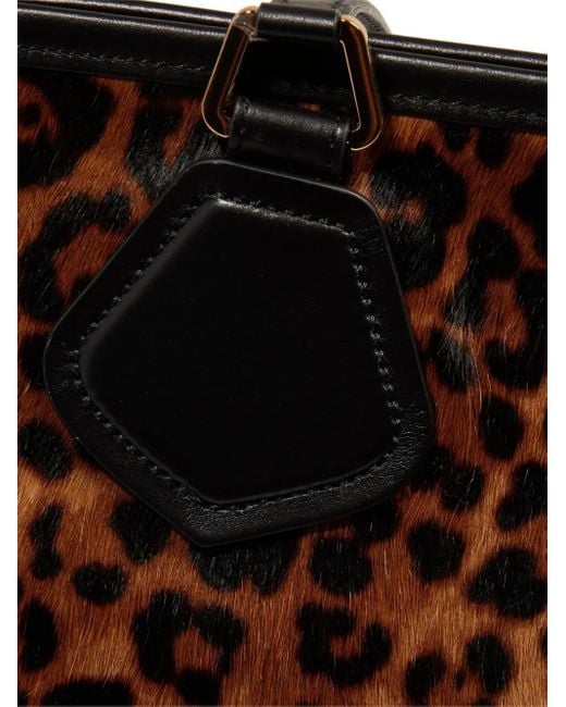 Lancel Brown Leopard-Print Leather Tote Bag