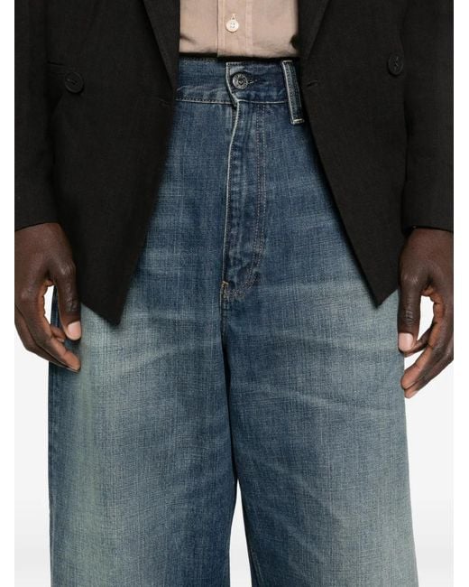 sunflower Blue Faded-Effect Loose Jeans for men