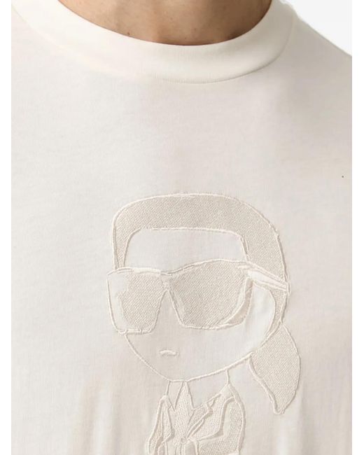 Karl Lagerfeld White Ikonik-Embroidered T-Shirt for men