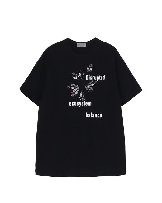 Yohji Yamamoto Black Graphic-Print T-Shirt for men