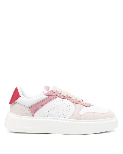 Furla Pink Sport Colour-block Leather Sneakers