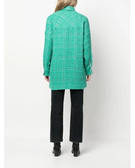 IRO Blue Single-Breasted Knitted Coat