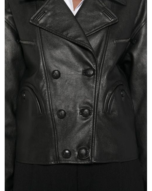 Blazé Milano Black Double-Breasted Leather Jacket