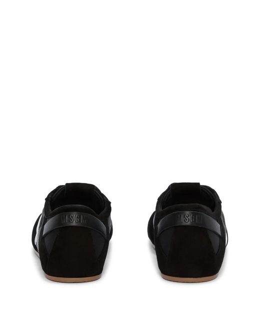 MSGM Black Appliqué Lace-Up Sneakers for men