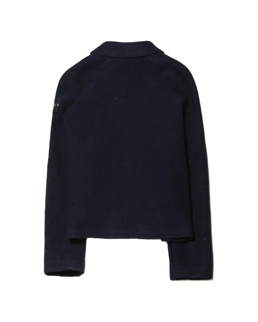 Stone Island Blue Logo-Patch Button-Up Sweater for men