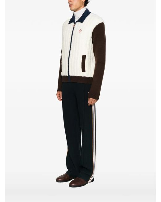 Casablanca White Logo-Patch Zip-Up Jacket for men