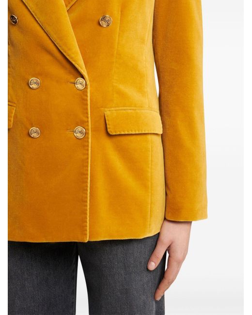 Etro Yellow Double Breasted Velvet Jacket